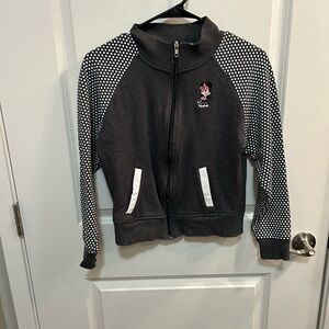Disney Minnie Mouse Kids Gray and White Polka Dot Jacket Girls Size Small